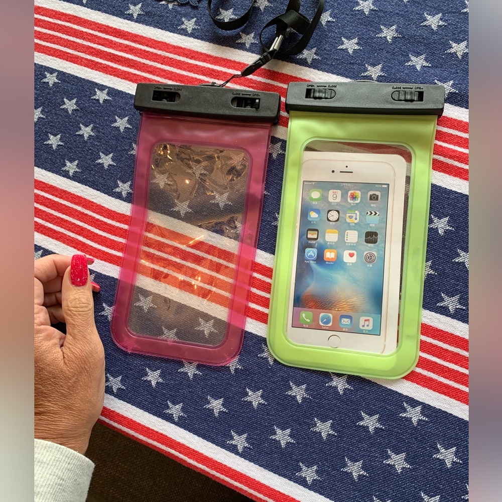 Waterproof Phone Pouch - Pink and Green set of two.